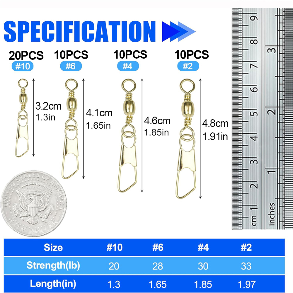 50Pcs Gold Fishing Barrel Swiv - Fishing Equipment Shop ulasan dan harga