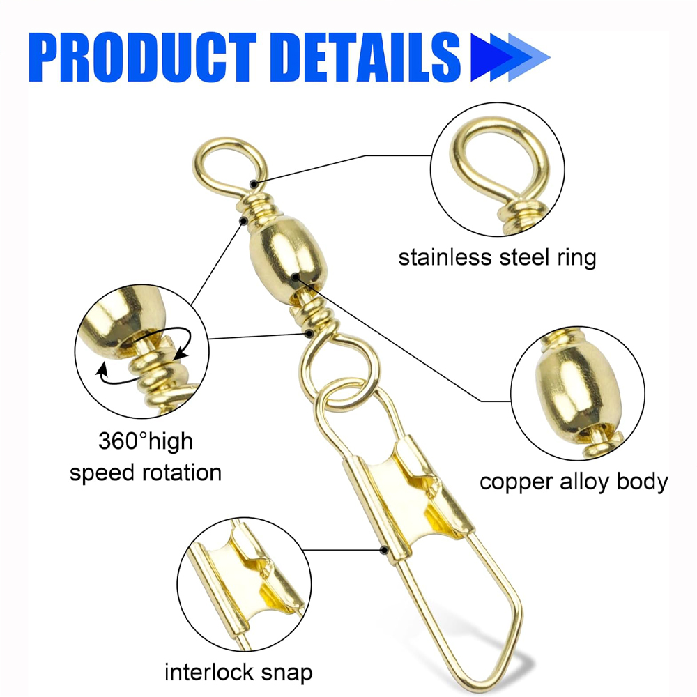 50Pcs Gold Fishing Barrel Swiv - Fishing Equipment Shop ulasan dan harga