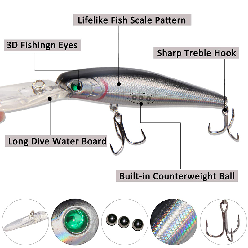 10PCS Minnow Fishing Lure 13.6 - Fishing Equipment Shop ulasan dan harga