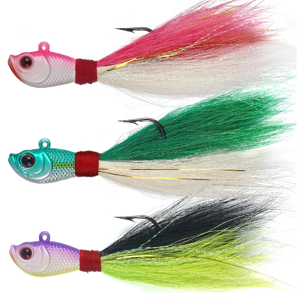 3pcs Bucktail Jigs Saltwater F - Fishing Equipment Shop ulasan dan harga